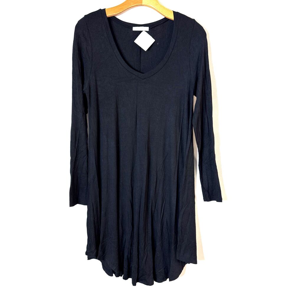 NWT Reborn J Black Long Sleeve Tunic Dress Large Goth Jersey Soft Swing Top - L